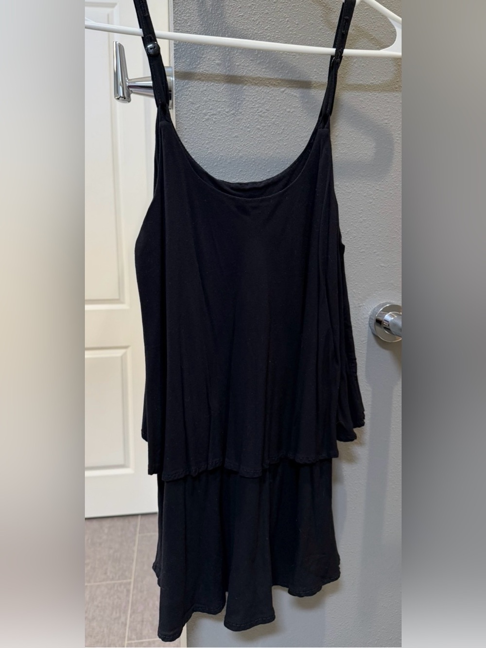 Women's Black Layered Ruffle Camisole Tank